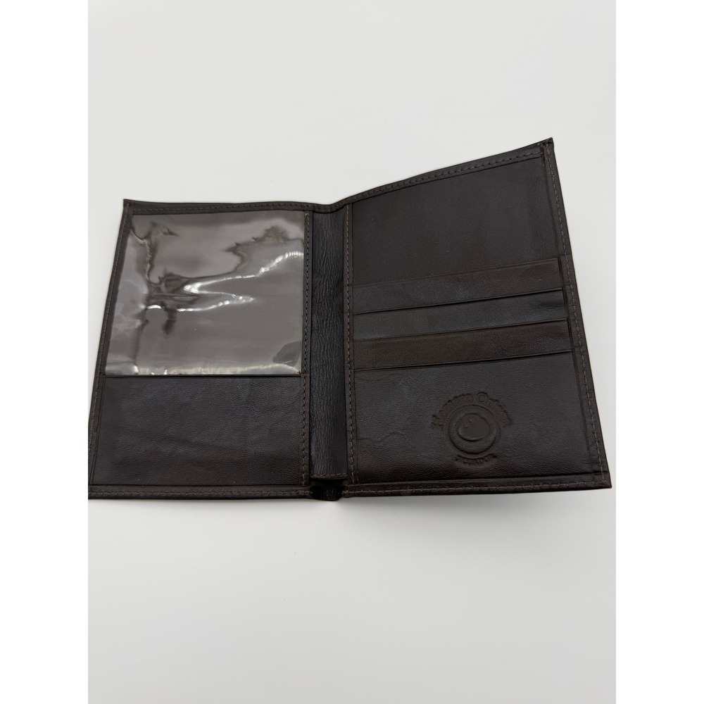 Homero Ortega Leather Passport Holder Wallet Woven Inlay Brown Ecuador Mens - Picture 3 of 4
